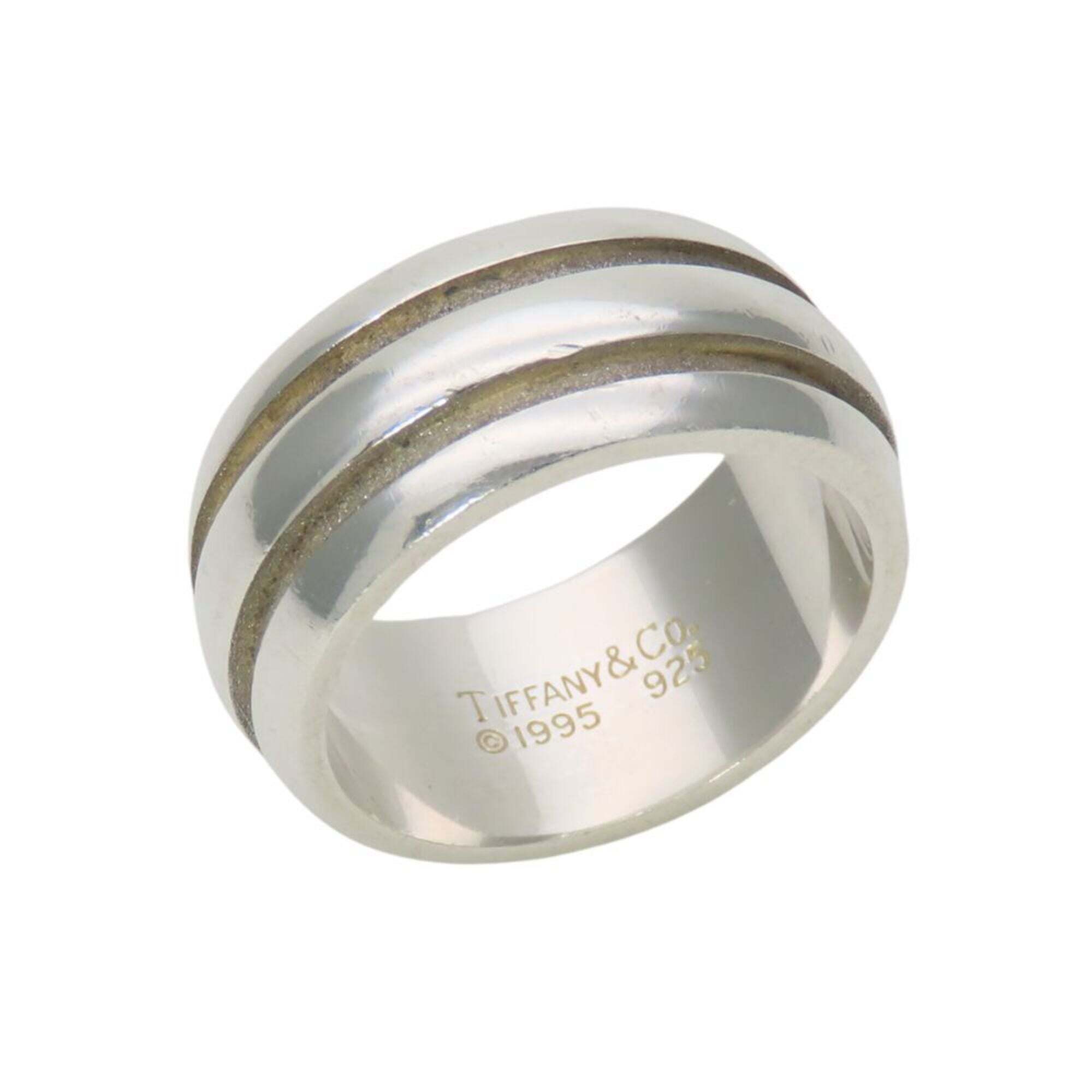 Tiffany & Co. Grooved Double Line Ring, Sterling Silver 925, Women's.